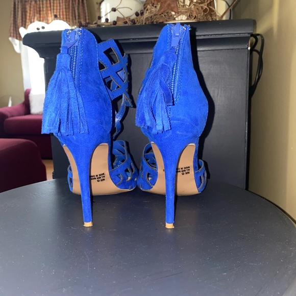 Charlotte Russe Royal Blue Heels Diamond Webbing - Picture 4 of 4